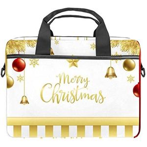 Kerst Goud Laptop Schouder Messenger Bag Crossbody Aktetas Messenger Sleeve voor 13 13.3 14.5 Inch Laptop Tablet Beschermen Tote Bag Case, Meerkleurig, 11x14.5x1.2in /28x36.8x3 cm