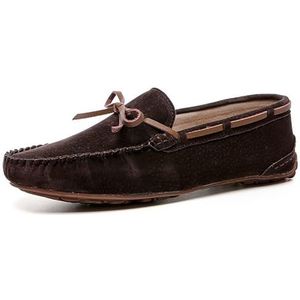 Loafers for Mannen Ronde Neus Suede Vamp Mocassins Bootschoenen Lichtgewicht Platte Hak Antislip Casual Slip-On (Color : Brown, Size : 38 EU)