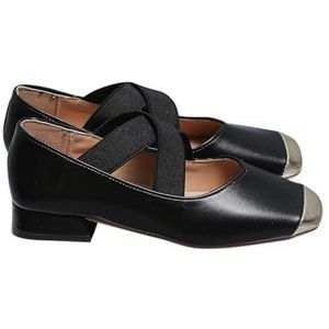 Zyerern Vrouwen Chunky Gesloten Lage Hof Schoenen Teen Blok Hakken Werk Pompen Vierkante Teen Jurk Bruiloft Schoenen, JH02, Zwart, 38 EU Breed