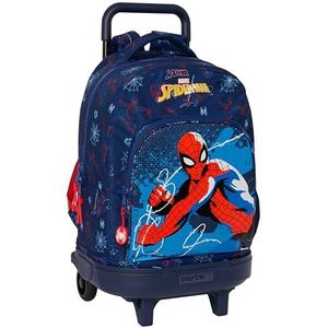 Safta Spiderman Neon grote rugzak met wielen, compact, afneembaar, ideaal voor kinderen van verschillende leeftijden, comfortabel en veelzijdig, kwaliteit en duurzaamheid, 33 x 22 x 45 cm,