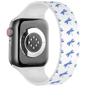 Solo Loop band compatibel met alle series Apple Watch 42/44/45/49mm (aquarel libelle op wit) rekbare siliconen band band accessoire, Siliconen, Geen edelsteen
