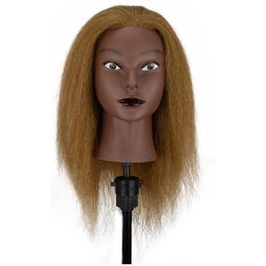 16-18 ""Mannequinhoofd met 100% echt mensenhaar for cosmetologie Mannequinhoofd Poppenhoofd Kapper Opleidingspraktijk(Head 1)