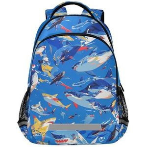 Wzzzsun Blue Sky Shark Fish Dream Rugzak Boekentas Reizen Dagrugzak School Laptop Tas voor Tieners Jongen Meisje Kinderen, Leuke mode, 11.6L X 6.9W X 16.7H inch