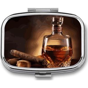 Brandy Sigaar Pillendoosje 2 Compartimenten Pillendoosje Draagbare Pocket Pil Organizer Geneeskunde Vitamine Organizer voor Mannen Vrouwen
