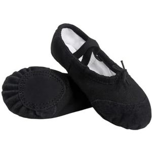 Meisjes Ballerina's met trekkoord voor kinderen, zachte zolen, dansschoenen voor volwassenen, slijtvaste antislip ballerinaschoen (zwart, 30)