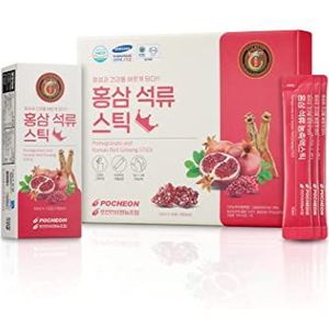 Pocheon Premium Koreaanse rode ginseng en granaatappel extract stick 300 ml (10 ml x 30), Koreaanse 6 jaar Panax, natuurlijke immuunondersteuning, geen toegevoegde suiker