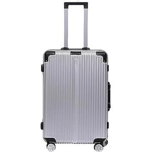 Koffer Modern Aluminium Frame Handbagage Veiligheidscombinatieslot Koffer Verstelbare Trolley Handbagage (Color : Blue,Silver, Size : 24 inch)