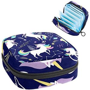 Periode Pouch Draagbare Tampon Opbergtas,Tampon Houder voor Portemonnee Vrouwelijke Product Organizer, eenhoorn ster mooi, Meerkleurig, 4.7x6.6x6.6 in/12x17x17 cm