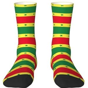 Evengigy Vlag van Senegal Grappige Sokken Crazy Fashion Cool Gepersonaliseerde Zachte Crew Sokken voor Mannen Vrouwen Unisex, Wit, One size
