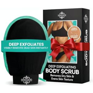 Dermasuri Deep Exfoliating Body Scrub - Polishing Body Scrub Glove & Dead Skin Remover Exfoliating Mitt - Korean Skincare - Women & Men's Shower Scrubber, Keratosis Pilaris Exfoliator (1 Pack)