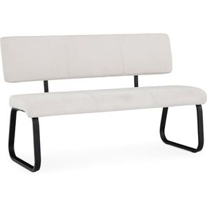 IDIMEX Vilas Eetkamerbank voor 3 personen, met stoffen bekleding, crèmewit - metalen frame, zitbank voor eetkamer met rugleuning comfortabel gevoerd, eetbank voor de keuken