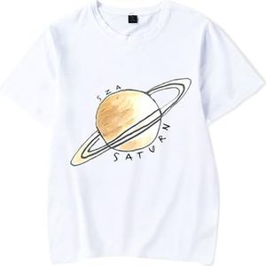 SZA Tee Saturn Merch Mannen Vrouwen Mode T-Shirt Unisex Cool Korte Mouwen Shirts Zomer Kleding, Wit, XL
