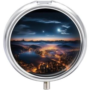 Ronde pillendoos draagbare pillendoos voor zak ronde pillendoos reizen kleine pillenorganizer 3 compartimenten metalen pillencontainer houder voor geneeskunde vitaminen visolie supplementen