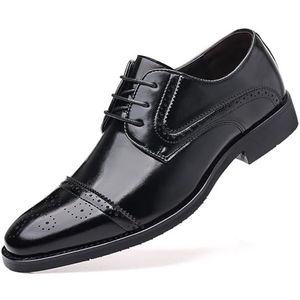KYOESCAI Heren Oxfords Formele geklede schoenen Fashion Wingtip Veterschoenen Klassieke Zakelijke Non-Slip Brogues Schoenen voor Mannen,zwart,43 EU
