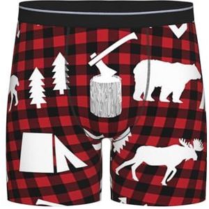 GRatka Boxer slips, heren onderbroek boxer shorts been boxer slips grappig nieuwigheid ondergoed, rood zwart buffel ruit, zoals afgebeeld, XXL