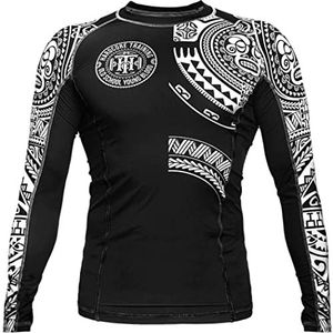 Hardcore Training Rash Guard Men Compressieshirt Lange Kort Mouw Basislaag MMA BJJ Jiu Jitsu Grappling Boxing (DE/NL/SE/PL, Alfabetisch, L, Regular, Regular, zwart, wit)