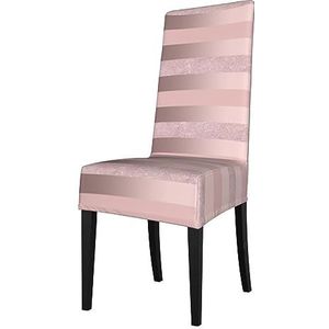 KemEng Stoelhoezen, stoelhoezen, elegant, roségoud, glitter, roze gestreept, stretch, eetkamerstoelhoes, stoelhoes voor stoelen
