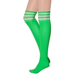 krautwear Dames meisjes kinderen cheerleader kniekousen gestreepte overknees gestreepte kousen, neongroen, One size