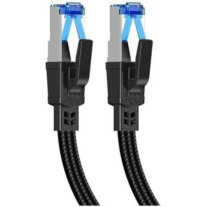 Ethernet Kabel CAT8 40Gbps Nylon Gevlochten Netwerk Lan Koord for PC Modem Laptop PS 5 Router RJ45 Platte kabel Ethernet Cat 8(Nylon Braided-Blue,8m)