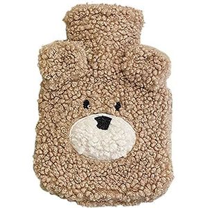 Mini warmwaterkruik, warmwaterkruik schattige beer watervullende warmwaterkruik pluche rown wit bruin 500 ml warmwaterzak op de hand voeten warmer (maat : bruin) (maat: bruin)