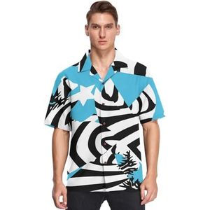Art Zebra's Star Style Shirts voor Mannen Korte Mouw Button Down Hawaii Shirt voor Zomer Strand, Patroon, 3XL