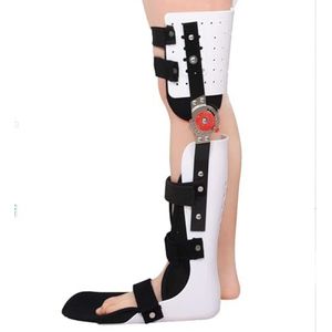 Kniebrace met scharnieren, knie, enkel, voetorthese, fixeersteun, orthese voor onderste ledematen, wandellaarzen met vaste ondersteuning voor het hele been (links, klein)