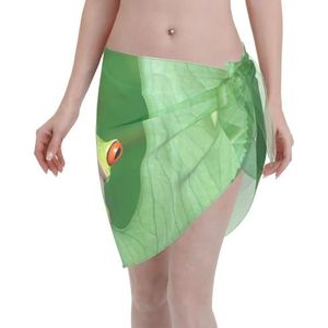 Boomkikker babyprint elegante strandwrap, bikini cover-up, badkleding jurk, voor vrouwen, perfect voor zwembad en resort, zwart, Zwart, one size