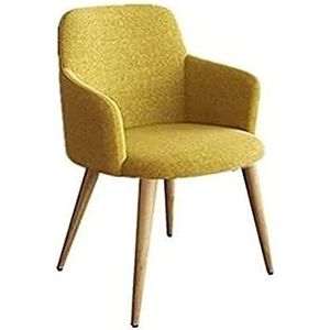 GEIRONV Moderne keuken eetkamerstoelen, met houtachtige metalen poten, woonkamer fauteuil, stoffen gestoffeerde stoel, lounge stoelen Eetstoelen (Color : Yellow, Size : 55x53x78cm)