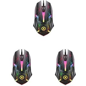 Tityvirnix 3 set Bedrade Gaming Muis Optische Sensor 7 Kleuren Lichten voor Laptop Ster Patroon Ca. 123x66x37mm