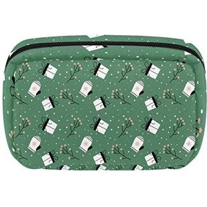 Groen Pakket & Handschoenen-01 Cosmetische Rits Pouch Make-uptas Reizen Waterdichte Toilettassen voor Vrouwen, Meerkleurig, 17.5x7x10.5cm/6.9x4.1x2.8in