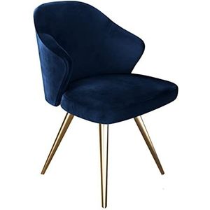 GEIRONV Modern modern design eetkamerstoel, for kantoor eetkamer keuken slaapkamer stoelen fluwelen rugleuningen zitting metalen poten keukenstoel Eetstoelen (Color : Deep blue, Size : 52x52x82cm)