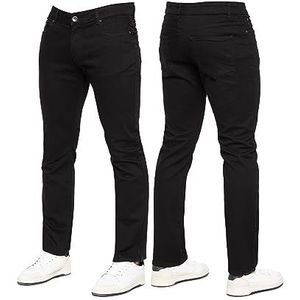 989Zé ENZO Nieuwe Heren Stretch Rechte Been Jeans Casual Regular Fit Klassieke Basic Denim Broek, Zwart, 44W / 32L