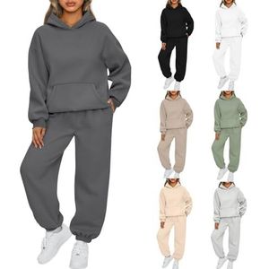 Earnmore Dames vrijetijdspak met capuchon dames joggingpak dames elegant vrijetijdspak hoodie lange mouwen overall dames