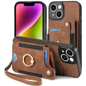 Smartphone Flip-hoesjes Compatibel met iPhone 14-hoesje, 2-in-1 portemonnee-hoesje PU-leer [kaarthouder] [polsband] Schokbestendige flip-cover Drop-back case beschermhoes Beschermende portemonnee-hoes