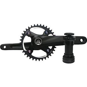 QFWRYBHD 170 mm mountainbike crankstel 30/32/34/36/38/40/42T holle geïntegreerde fietscrank met ronde kettingbladbouten en trapas (kleur: 170 mm BCD104, maat: 32T)