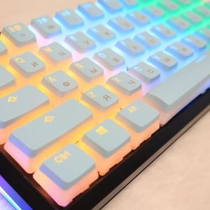 QPSJXN Cyrillic Russian Double Shot Keycap Set voor mechanische toetsenborden 117 ISO Layout Keycaps (Russisch blauw)