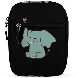 Hart Olifant Mini Crossbody Tas Unisex Anti-Diefstal Side Schoudertassen Reizen Kleine Messenger Bag