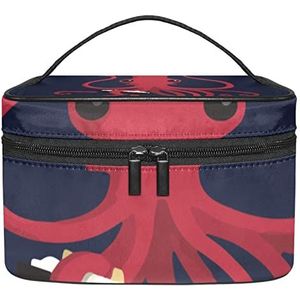 Octopus grappige make-up organizer tas, reismake-up tas organizer case draagbare cosmetische tas voor vrouwen en meisjes toiletartikelen, Meerkleurig, 22.5x15x13.8cm/8.9x5.9x5.4in