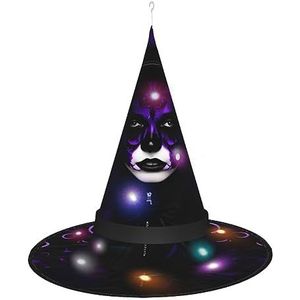OdDdot Paarse zwarte goth griezelige heksenhoed - LED gekleurd licht, geschikt voor Halloween, Kerstmis, rollenspel en meer