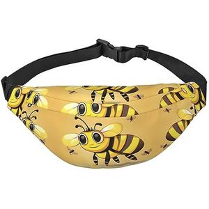 Waterdichte polyester heuptas met - lichtgewicht en duurzame crossbody-tas voor mannen en vrouwen Eiffeltoren Parijs schilderij, Leuke Cartoon Bee, Eén maat