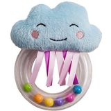 Taf Toys Cheerful Cloud Newborn Baby Rattle. Soft Plush Toddler Sensory Ring Rattle with Ribbons. Easy to Grab. Colourful Beads. Suitable for Boys & Girls from Birth
