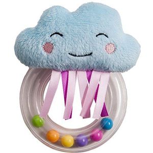 Taf Toys Cheerful Cloud Newborn Baby Rattle. Soft Plush Toddler Sensory Ring Rattle with Ribbons. Easy to Grab. Colourful Beads. Suitable for Boys & Girls from Birth