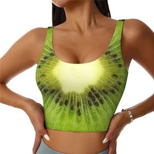 Kiwi Slice Print Comfortabel Vrouwen Sport Vest Yoga Workout Vest voor Vrouwen Lichtgewicht Zomer, Zwart, S