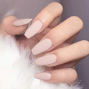 Halloween False Nails Black Press on Nails Matte Stick on Nails Artificial Fake Nails 24Pcs for Women and Girls (Color : Beige, Size : 24 Count (Pack of 1))