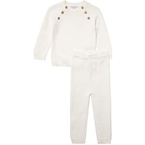 Stellou tweedelig voor baby's en peuters, kleur, van katoen, set van gebreide trui en bijpassende lange broek, wit, 56 cm