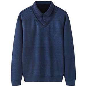 Heren Brei Trui Plus Size Warm Plus Fluwelen Knitwear Jumpers Winter Lange Mouw Truien Jassen V Nek Uitloper Top blue-5XL