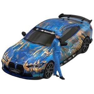 Schaal Automodel 1:64 Voor BMW M4 STR Racing Art Blauw/Paars Model Auto Metalen Voertuig Collectible Ornament Cars Replica (Color : Blue)