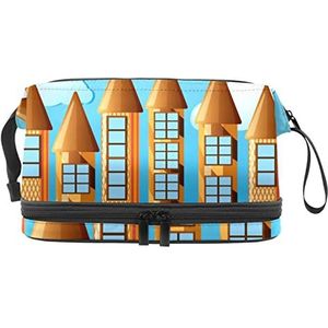 Grote capaciteit reizen cosmetische tas, snoep torens en ijs met verschillende smaken, make-up tas, waterdichte make-up tas organisator, Meerkleurig, 27x15x14 cm/10.6x5.9x5.5 in