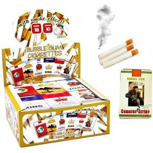 Bubble Gum Sigaretten met Smoke Effect! 1 volledige doos met 6 verschillende soorten - Totaal 18 pakketten, RETRO Candy uit de jaren 90, Sweet Retro Kauwgom, Vintage Gum