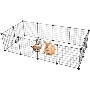 GOTOTOP Omheining voor huisdieren, omheining voor huisdieren, metalen net met basis voor kleine huisdieren, hamsters, haas (11 panelen + 1 deur)